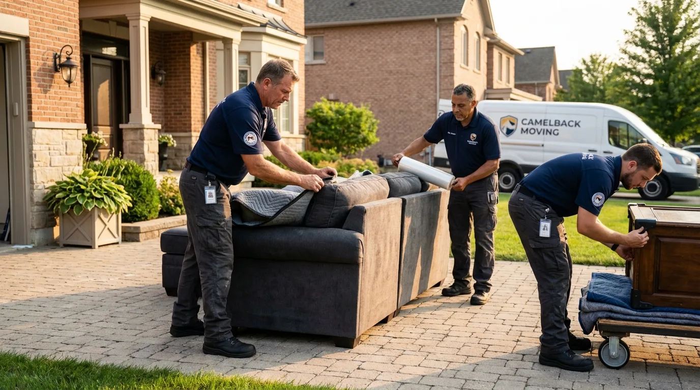 Large estate moving crew wrapping furniture in Frankfort, IN
